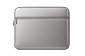 Sleek laptop sleeve featuring closed zipper, positioned on transparent background, highlighting minimal design aesthetic
