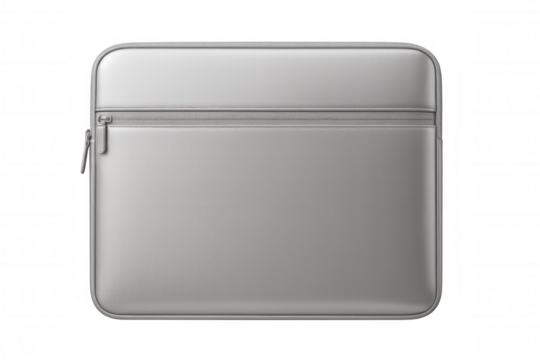 Sleek laptop sleeve featuring closed zipper, positioned on transparent background, highlighting minimal design aesthetic - Powered by Adobe
