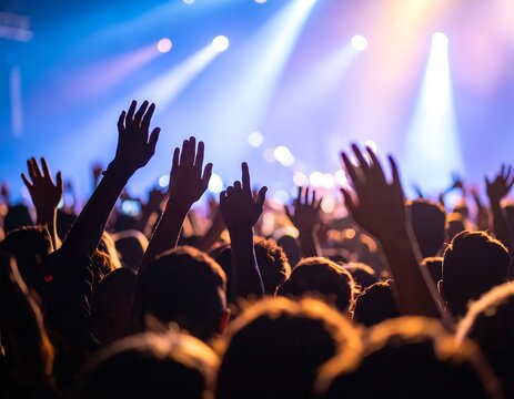 Crowd raising hands at a concert