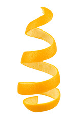 Bright orange citrus peel against a black background, a vibrant and dynamic image perfect for food packaging or culinary blog design.