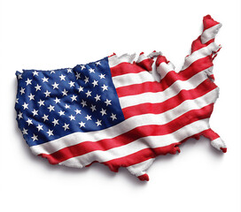 Obraz premium map of America in the colors of American flag of the United States on a white isolated background. Pride and independence of country