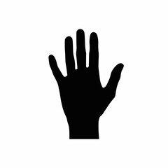 Fototapeta premium Solid black human hand silhouette vector on white background no text