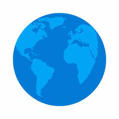 Obraz premium Solid blue planet Earth vector flat style on white background no text