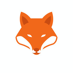 Obraz premium Solid orange fox head vector minimal style on, white background no text