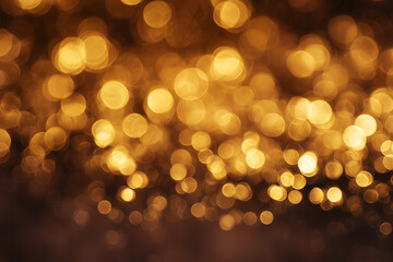 Warm golden bokeh background with glowing light circles, abstract festive design for holiday celebrations