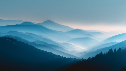 Misty Mountain Peaks: A Serene Landscape Panorama