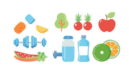 Healthy lifestyle fitness and nutrition vector illustration for diet and exercise motivation goals