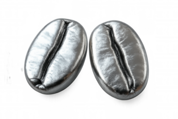 Metallic coffee beans gleaming with luxury, symbolizing premium coffee's sophisticated essence in sleek, contemporary design
