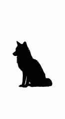 Obraz premium Black silhouette of a fox on a white background