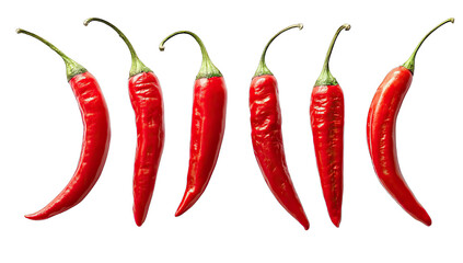 Row of vibrant red chili peppers