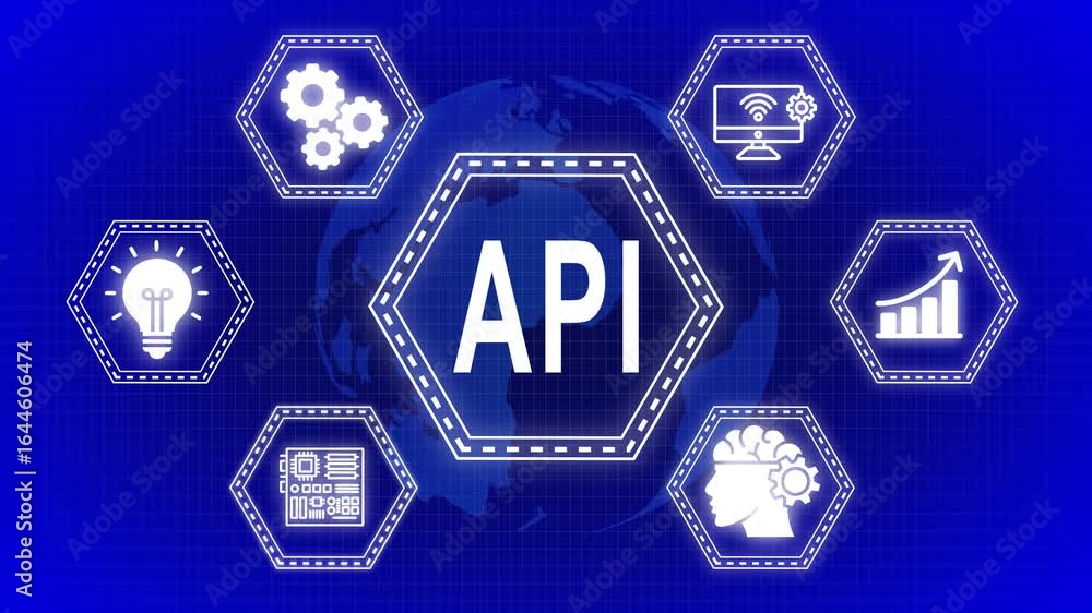 Poster modern api technology and global network connectivity graphic abstract design