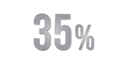 35 percent number. Eighty number in red 3d. Poster template for discount, Creative design of glossy red 3d numbers. sale discount, work progress. Vector illustration