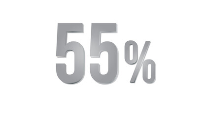 55 percent number. Eighty number in red 3d. Poster template for discount, Creative design of glossy red 3d numbers. sale discount, work progress. Vector illustration