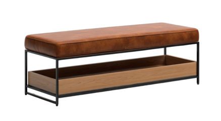 Leather bench with storage