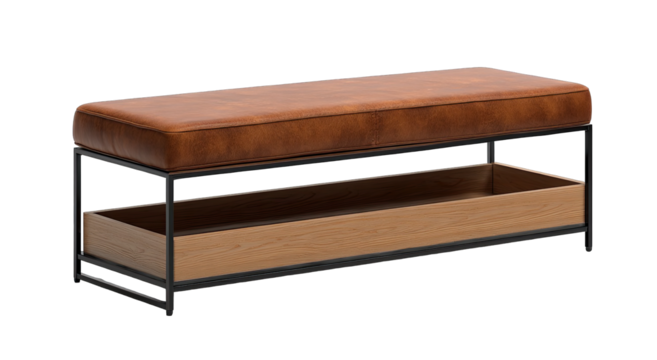 Leather bench with storage