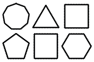 Set of blank postage stamps. Blank postage postmark. Empty mail delivery template.  Clean postage stamp template. Postage icon. eps 10