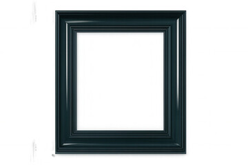Dark green picture frame with blank space inside, isolated on transparent background, perfect for showcasing artwork or photos