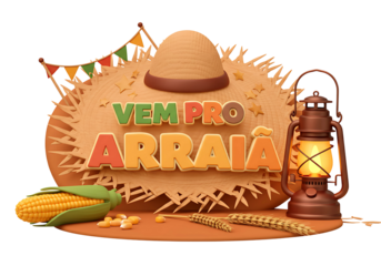 Vem pro arraia  celebration isolated on transparent background