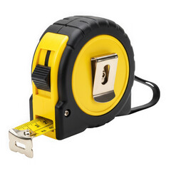Naklejka premium Yellow and black measuring tape isolated on transparent background