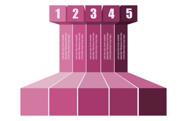 Business data presentation. Abstract elements of graph, diagram with five steps, options, parts or processes. Business template for presentation. Infographic concept