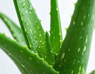 Fresh Aloe Vera Plant with Water Droplets Natural Healing and Skincare Benefits