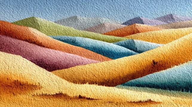 Colorful, textured hillscape