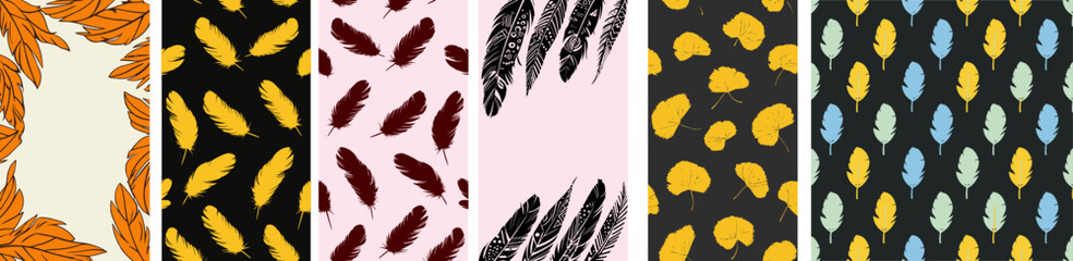 Abstract hand-drawn brush stroke pattern set, modern creative background bundle.