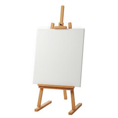 Wooden art easel with blank canvas isolated on transparent background
