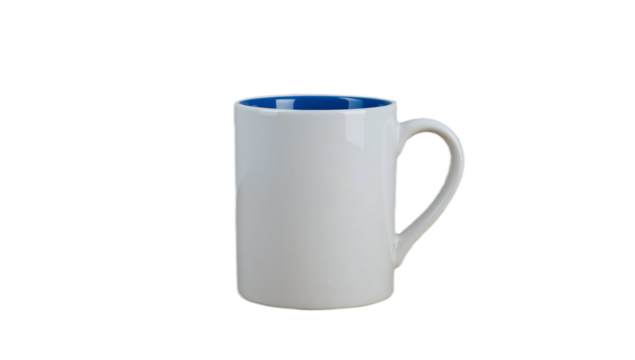 Elegant White Ceramic Mug with a Vibrant Blue Interior - A Classic Drinkware Choice