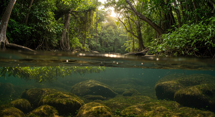 Obraz premium Jungle creek through the canopy