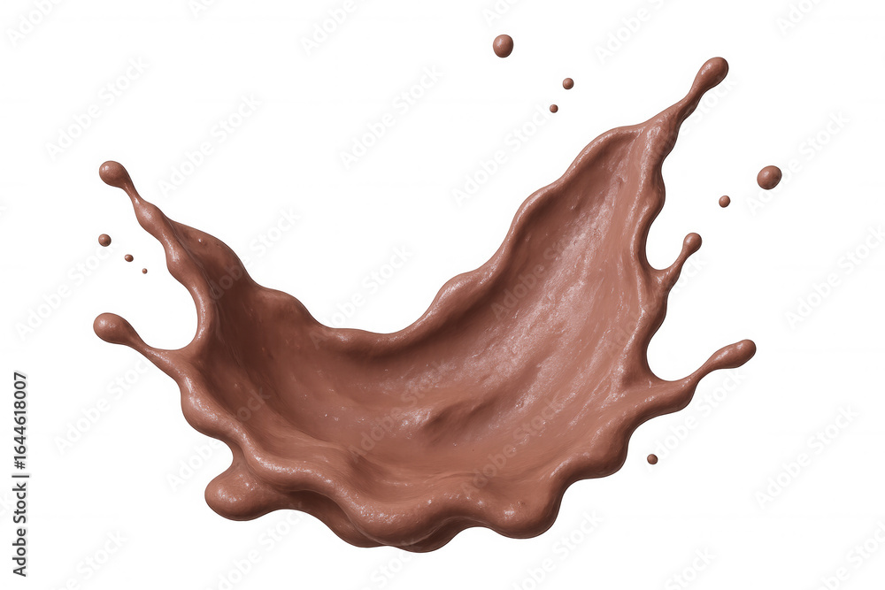 Poster chocolate milk splashing, isolated on transparent background, perfect for compositing and adding a t