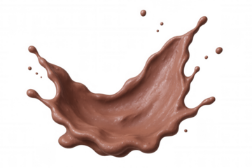 Chocolate milk splashing, isolated on transparent background, perfect for compositing and adding a touch of sweetness to designs
