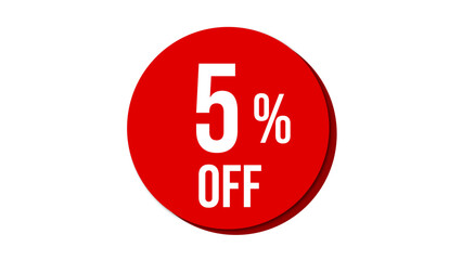 Sale of special offers. Discount with the price is 5. Poster template for discount, Creative design of glossy red 3d numbers. sale discount, work progress. Vector illustration 