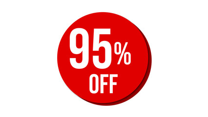 Sale of special offers. Discount with the price is 95. Poster template for discount, Creative design of glossy red 3d numbers. sale discount, work progress. Vector illustration 