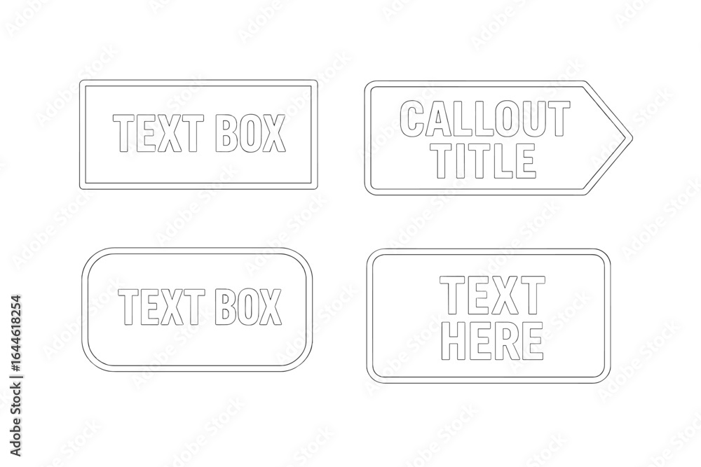 Poster set of callout title boxes and text box graphic design elements. vector frames for highlighting text