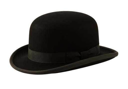 Classic bowler hat isolated on transparent background - Powered by Adobe