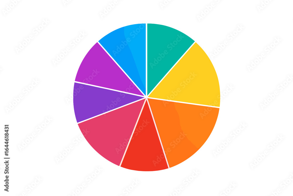 Poster colorful pie chart for data visualization and infographic design. statistic graph with vibrant segme