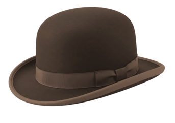 Classic bowler hat isolated on transparent background