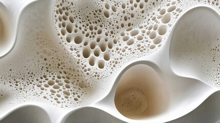 Abstract sculptural form with intricate organic patterns.
