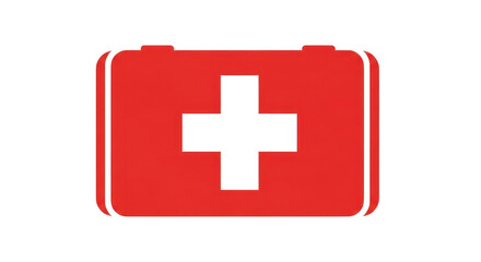 Obraz premium A red first aid kit with a white cross symbol, representing medical assistance and emergency care.