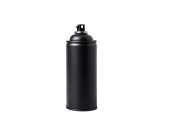 Black aerosol spray can isolated on transparent background