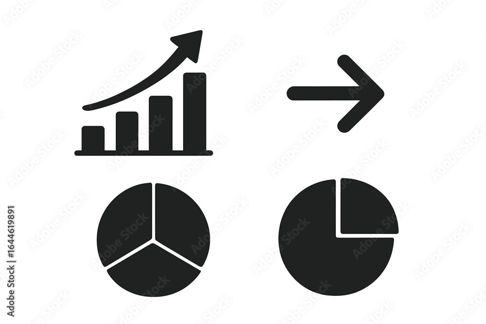 Poster business chart icon set for data analysis and financial presentation. infographic elements like bar 