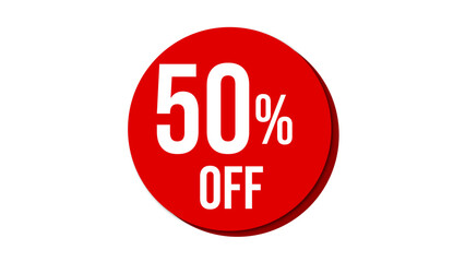 Sale of special offers. Discount with the price is 50. Poster template for discount, Creative design of glossy red 3d numbers. sale discount, work progress. Vector illustration 