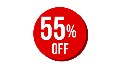 Sale of special offers. Discount with the price is 55. Poster template for discount, Creative design of glossy red 3d numbers. sale discount, work progress. Vector illustration 