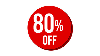 Sale of special offers. Discount with the price is 80. Poster template for discount, Creative design of glossy red 3d numbers. sale discount, work progress. Vector illustration 
