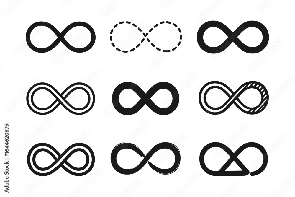 Aufkleber infinity symbols collection vector illustration. various styles of endless loop icons. concept of et