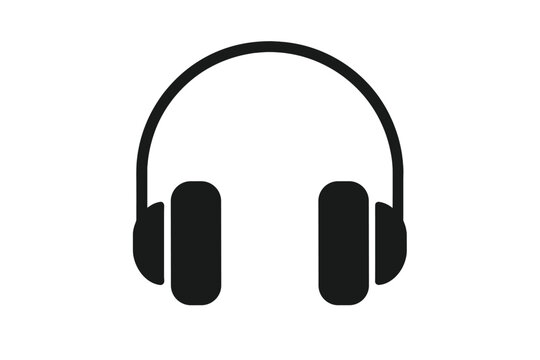 Headphones vector icon. Minimalist headset silhouette for music, audio, podcast, and gaming. Simple flat symbol for app, website UI, and modern company branding.