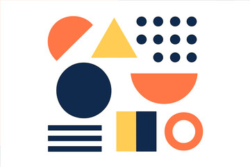 Modern minimal geometric shape vector illustration. Abstract basic figures background. Simple forms, circle, triangle, square for poster, banner or cover design.