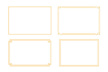 Gold frame vector set. Elegant rectangular borders collection. Vintage, classic, and art deco styles for wedding invitations, certificates, or diploma. Isolated graphic element.