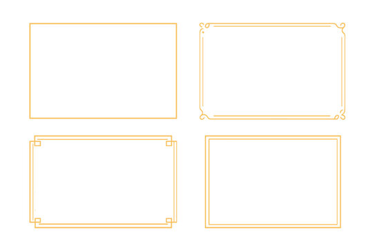 Gold frame vector set. Elegant rectangular borders collection. Vintage, classic, and art deco styles for wedding invitations, certificates, or diploma. Isolated graphic element.